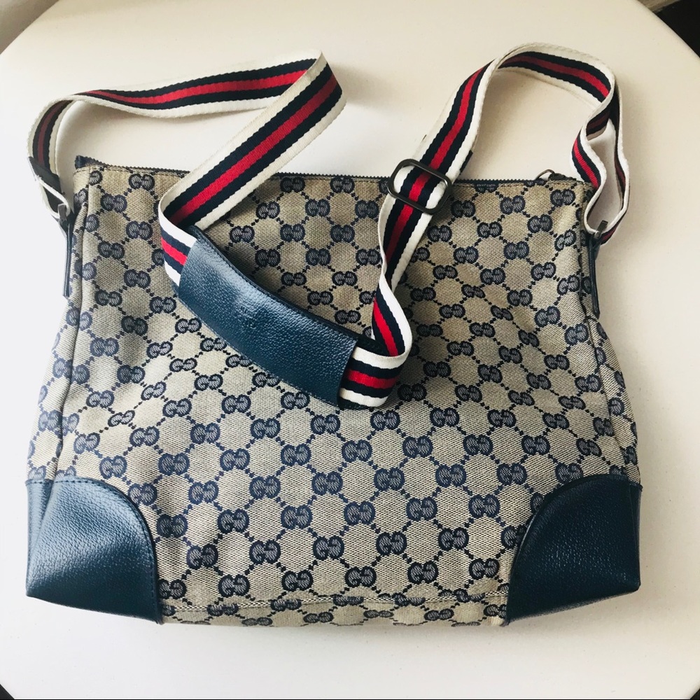canvas red navy creme web Crossbody bags